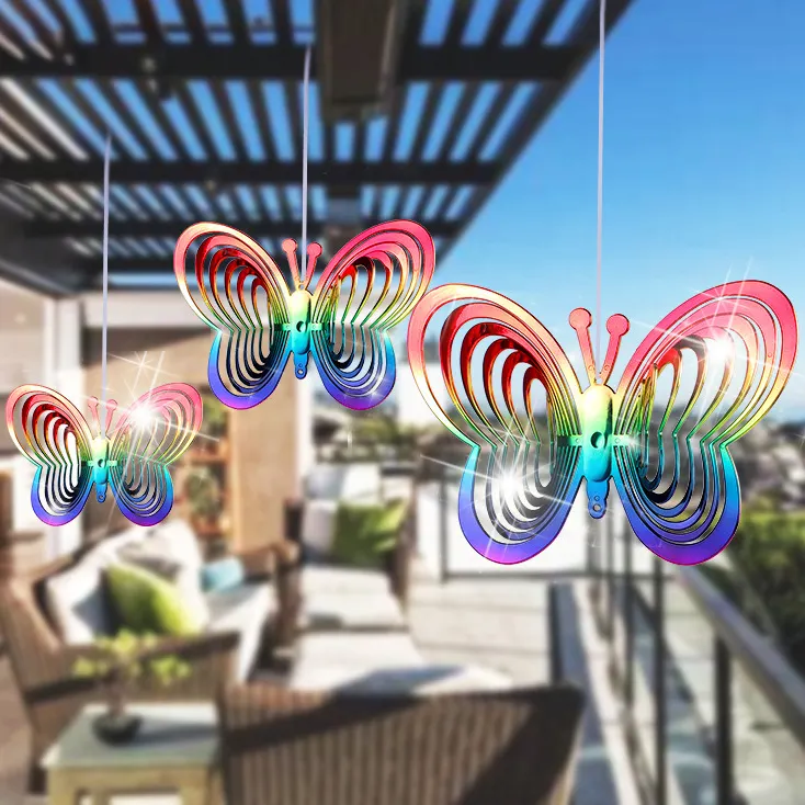 Rustikale hängende 3d kinetische Spirale rotierende Windspiel Wind Spinner Schmetterling für Hof und Garten Ornamente