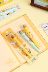 Bolígrafo de punta redonda con diseño de paisaje de Crayon Shinchan, adornos de dibujos animados, 0.5mm, negro, de plástico, bonito bolígrafo de presión KUKI - Product Image 6