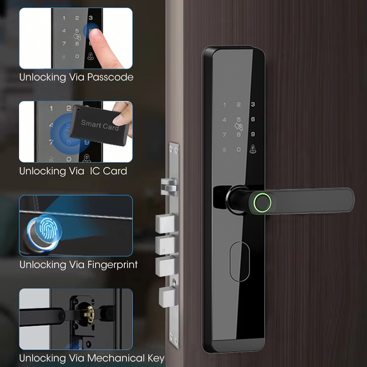 UIELOCK D1-3 Smart Card Door Lock with Fingerprint Keyless Entry Tuya App Control for Aluminum & Steel Doors Grade C Security · image 5