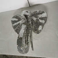 Maison de restaurant de luxe personnalisée Espaces intérieurs Décoration murale en miroir Sculpture murale tête d'éléphant en mosaïque