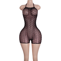 Combinaison tendance avec des accents distinctifs de lacets, pour les spectacles de danse, vêtements de club accrocheurs, tenue de scène pour femmes, vêtements de danse une pièce