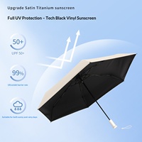 Parapluie rétractable pliable compact portable avec poignée télescopique en tissu nylon 190T - Protection solaire pour femmes et hommes, résistant aux UV