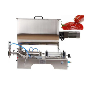 Machine de remplissage de pâte pneumatique à trémie de Type U avec agitateur de mélange pour bouteille de pot d'assaisonnement à la sauce aux haricots chili - Product Image 3