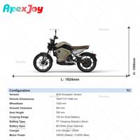 Moto électrique SUPER SOCO TC Cafe Racer 60V 30Ah 1500W 64km/h avec guidon vertical pour un confort de conduite optimal pour les adultes, prix concessionnaire
