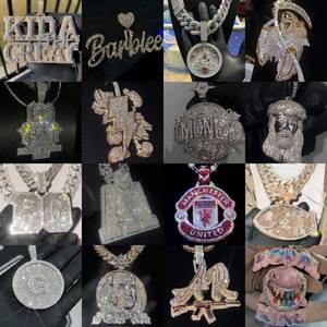 Liontin huruf inisial Vvs Moissanite kustom, Perhiasan halus liontin rantai awal berlian es gaya Hip-Hop - Product Image 4