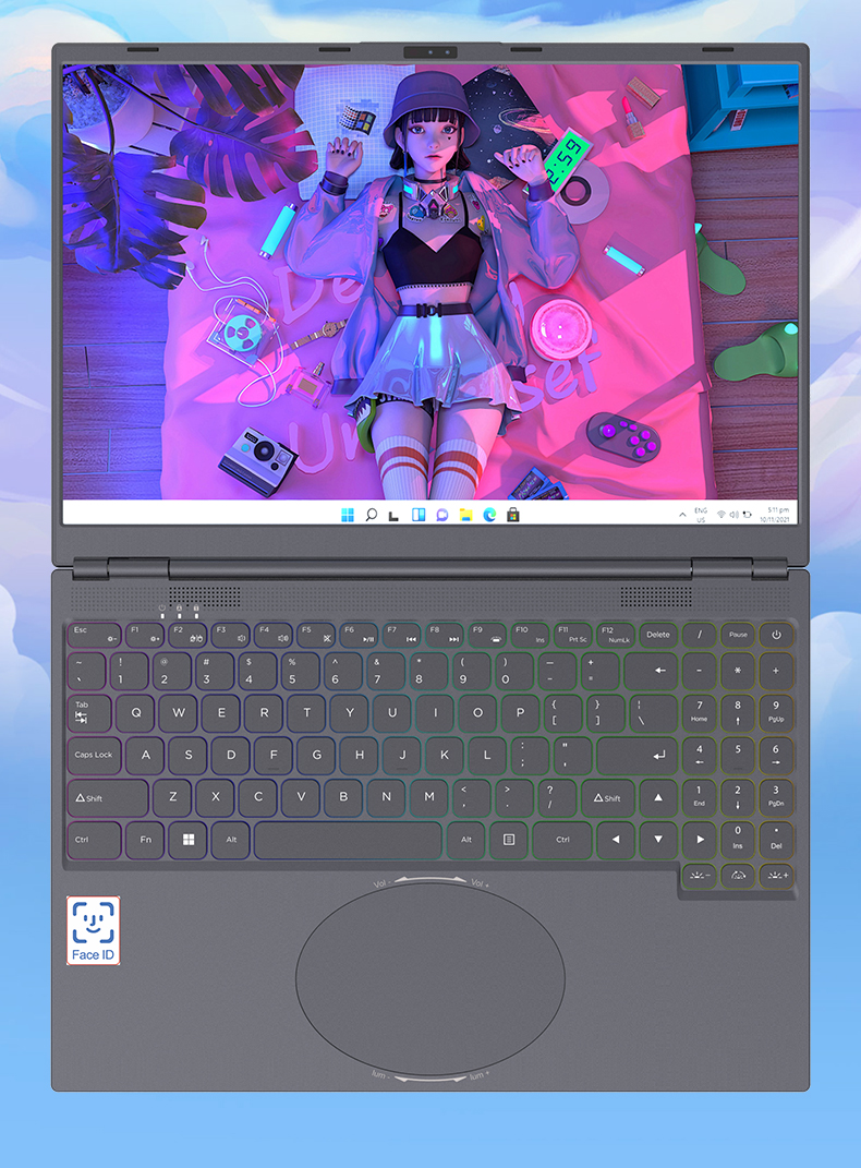 16" Touchscreen Business Laptop With 180° Hinge RGB Keyboard, Face Recognition, Intel I3 8109, Dual Storage, 5000mAh Battery