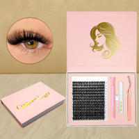 Kit d'extensions de cils en gros, effet naturel, courbure D, 80D et 100D, cils en grappe épais avec étiquette privée