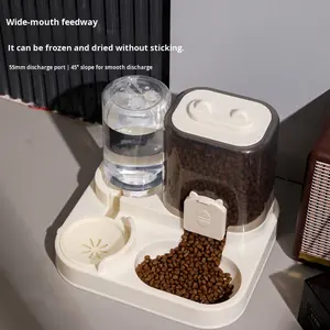 HaoTing 2-em-1 Alimentador automático de gato Dog Bowl Novo plástico ecológico 2-em-1 dispensador de água <span class=keywords><strong>Cat</strong></span> Bowl Padrão sólido Pet Supplies - Product Image 3