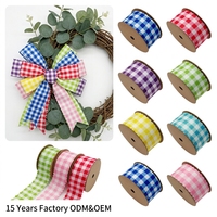 Pita Grosgrain Polyester Ramah Lingkungan Custom Grosir, Bermotif Kotak-Kotak dengan Tepi Scallop untuk Kerajinan DIY, Pita Bunga, Buket, Halloween