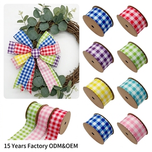 <span class=keywords><strong>ริบบิ้น</strong></span>ผ้ากรอสเกรนพิมพ์ลายสก็อตขอบหยักแบบขายส่งสำหรับงาน DIY ทำโบว์ ช่อดอกไม้ งานฝีมือ พวงมาลัย ของตกแต่ง - Product Image 1