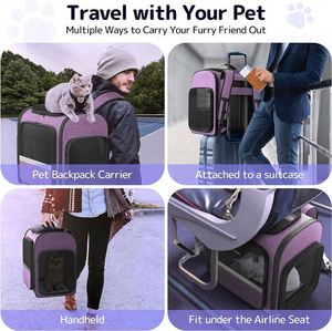 Free Sample <b>Cat</b> Carrier <b>Backpacks</b> Expandable Breathable Mesh Pet Carrier <b>Backpack</b> for <b>Cats</b> Small Dogs Puppies Up to 25 Lbs - Product Image 5