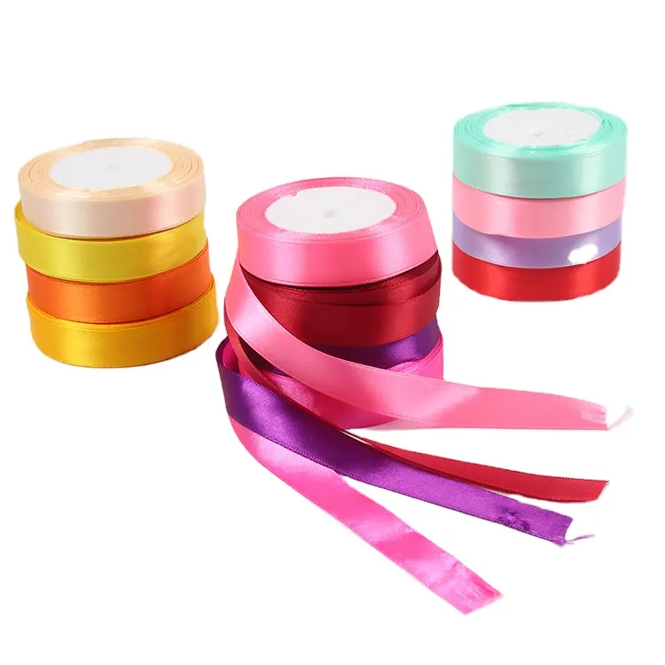 25yards/roll Satin Ribbon Gift Packing Solid Color Ribbon Recycled 100% Polyester Satin Ribbon