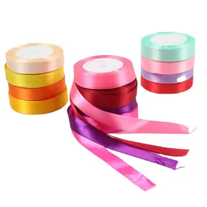 25Yards/Rolle Satin band Geschenk verpackung Einfarbiges Band Recyceltes Polyester Satin band