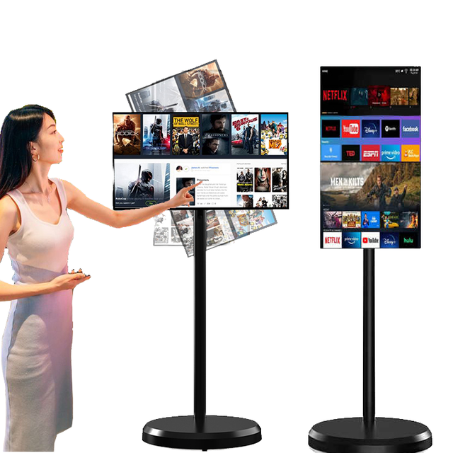 Verified Suppliers Portable Interactive LED HDTV LCD 21.5 Inch Android 13 4K Smart TikTok Floor Standing Live Streaming TV