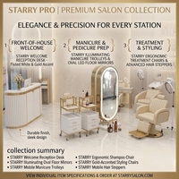 Ensemble de meubles de salon de beauté Starry New Style Luxu Ry, chaises de barbier blanches et ensemble de miroirs