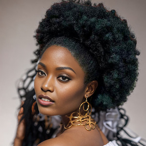 Ciocche di <span class=keywords><strong>Capelli</strong></span> Afro Africani Popolari e Vendute, Chignon a Coda di Cavallo per Mercato Europeo e Americano, Non-Remy <span class=keywords><strong>Capelli</strong></span> Umani - Product Image 3