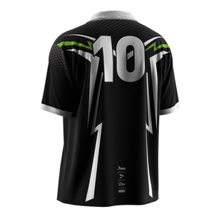 Maillot de football noir à col polo en V, uniforme de football respirant, col personnalisé pour les matchs décontractés - Product Image 6