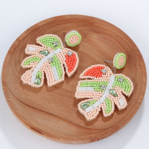 ต่างหูเม็ดกลม <span class=keywords><strong>Monstera</strong></span> รูปใบไม้ทำด้วยมือ2024ต่างหูแฟชั่นใหม่สำหรับผู้หญิงเครื่องประดับ - Product Image 4