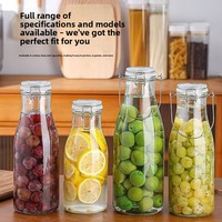 Bouteilles en verre borosilicate hermétiques à bouchon basculant 500ml/750ml/1L pour restaurants, cafés, vente au détail, emballage personnalisé avec logo