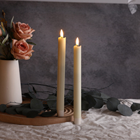 Ensemble de 2 bougies LED à piles Matti's 3D Real Flame Home Decoration, forme conique lisse, couleur ivoire