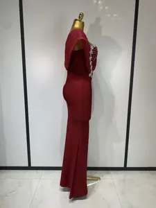 Vestido largo de punto con un solo hombro, diamantes brillantes y vendaje, sexy, de lujo, elegante, para fiesta de cumpleaños, estilo celebridad, para mujer - Product Image 3