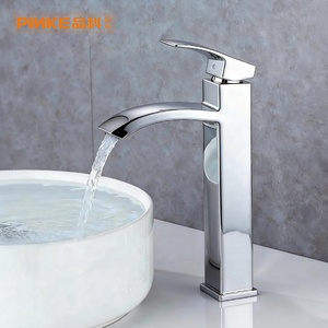Robinet de lavabo moderne haut de gamme monotrou en céramique, finition chrome brossé, pour salle de bain, carré, eau chaude/froide, incliné - Product Image 2