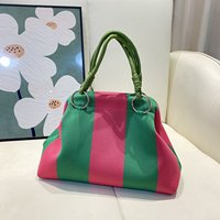 Tas Tote Rajut Jacquard Label Pribadi Kustom, Tas Tangan Dumpling Pegangan Atas, Tas Bucket Warna-warni Wanita