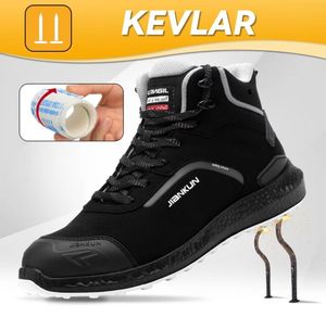 JIANKUN Chaussures de sécurité haut de gamme pour hommes Bottes avec bout en composite Anti-écrasement/crevaison Semelle extérieure confortable en PU Hiver Printemps Automne - Product Image 3