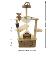 Arbre à chat personnalisé, Condo pour chat multifonctionnel, en bois écologique, design capsule spatiale, durable, avec zone de toilettage, structure multi-niveaux en carton
