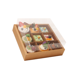 Wholesale Custom 9 Palace Lattice Dessert Box Kraft Box Moon Cake Yolk Crisp Donut Packing Box