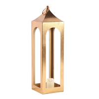 Farol de Hierro y Vidrio Vintage para Ramadán, Portavelas Metálico Islámico para Interiores, Regalo para Ramadán, Eid, Navidad, Hogar, Mezquita, Bodas y Fiestas