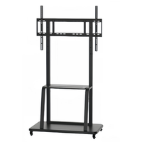 Support TV mobile en acier à prix réduit avec support pour téléviseur LCD et support au sol, support interactif mobile à double couche pour téléviseurs de 65 à 75 pouces