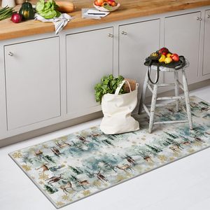 Ciervos de Navidad Copos de nieve Perfil bajo Alfombra antideslizante Alfombra de área lavable para entrada Baño Decoración para el hogar Decoraciones navideñas - Product Image 3