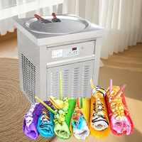Machine à glaces roulées mini 110V/220V à poêle unique, style thaïlandais, fruits et lait, nouvelle, en acier inoxydable 304, certifiée CE ETL ISO