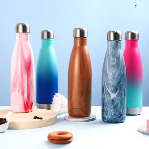 Botella de agua de acero inoxidable de doble pared de 500ml y 1000ml, frasco de vacío reutilizable para viajes al aire libre, botellas de agua térmicas con forma de Cola