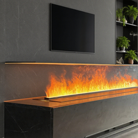 Chimenea Eléctrica de Vapor de Agua con Atomización 3D Decorativa, Humidificador de 700mm, Control Remoto, Color Negro, Llama de Vapor