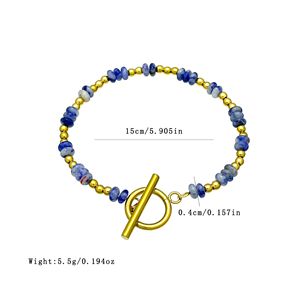 Bohemian Style Natural Stone Flat Bead <b>Bracelet</b> with Stainless Steel Chain, Handmade <b>Beaded</b> Jewelry for Women - Product Image 2