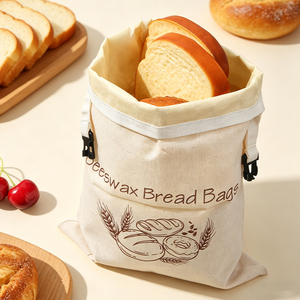 Bolsas de Almacenamiento de Alimentos de Cera de Abeja Naturales, Reutilizables, Sin Plástico, con Forro de Algodón, para Panadería - Product Image 1