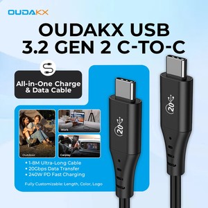 OUDAKX 5M Großhandel 240W 1M 2M 3M USB 3.2 Kabel 5A Typ C USB Schnell ladung 10 Gbit/s Datenkabel für I Phones 15 zu Android Tablet - Product Image 2