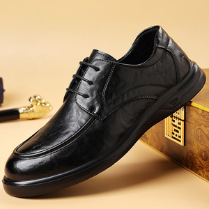 Zapatos Oxford de Cuero para Hombre, Punta Redonda, con Cordones, Negros, de Vestir, Cómodos para Bodas, para Todas las Temporadas, Estilo Sólido, Suela de Goma - Product Image 3