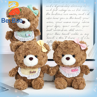 Ours en peluche bouclé avec nœud en dentelle Kawaii, personnalisable, certifié CE CPC, en stock pour anniversaire
