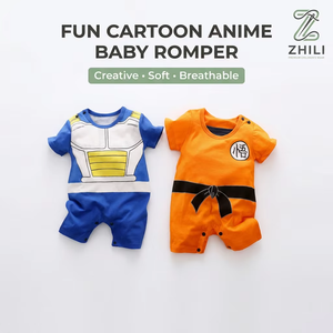Ropa de Verano para Bebés Niños, Mono de Algodón de Manga Corta Estilo Anime para Recién Nacidos, Prenda Exterior Cómoda y Suave para la Piel con Cierre de Pullover - Product Image 1