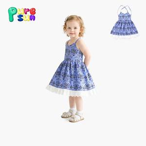 प्यूरीसन उच्च गुणवत्ता वाले पेटर कॉलर कार्बनिक सूती कपड़े बच्चों कपड़े कस्टम लड़कियों गर्मियों के कपड़े - Product Image 2