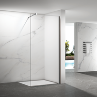 Hotel kustom kamar basah Shower pintu tanpa bingkai kaca antigores Shower kios berjalan di sudut Shower layar