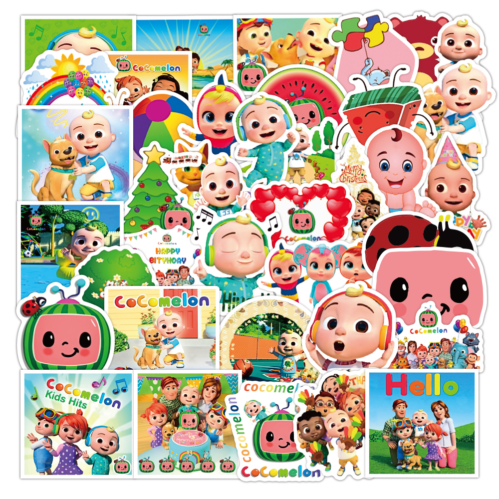 50 шт./упак. cocomelon наклейки водонепроницаемый скейтборд мотоцикла гитары чемодан ноутбук велосипеда стикеров канцелярских принадлежностей