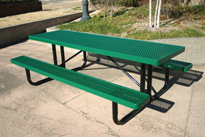 Genişletilmiş <span class=keywords><strong>metal</strong></span> masa ve tezgah termoplastik kaplı açık masa banklar veranda uzun masa ve sandalyeler - Product Image 2