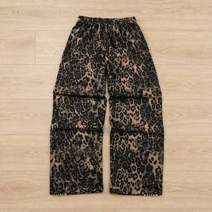 Pantalones Deportivos Anchos para Hombre, con Logotipo Personalizado, de Poliéster, Estampado Vintage de Leopardo y Guepardo, Cintura Elástica con Cordón Ajustable, Siete Rayas - Product Image 2