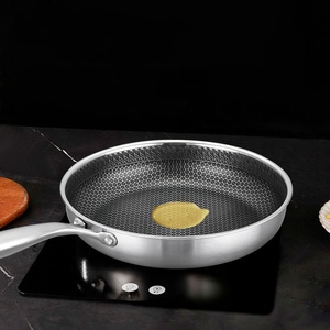 Poêle à frire en acier inoxydable 304 à trois couches épaissies en nid d'abeille pour steak aux œufs frits - Product Image 4