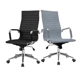 Mobiliário Comercial Moderno PU Leather Desk Office Chair Acolchoado Swivel Gás Lift com Base de Cinco Estrelas com Rodas Cadeira Do Computador