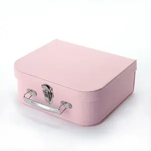 Cardboard Packing Square Waterproof PU Mini Suitcase Gift Box Jewel Box Storage Box With Handle